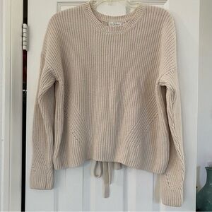 Lucky Brand Heavy Knit Women's Ivory Lace-up Back Pullover Sweater Size M
